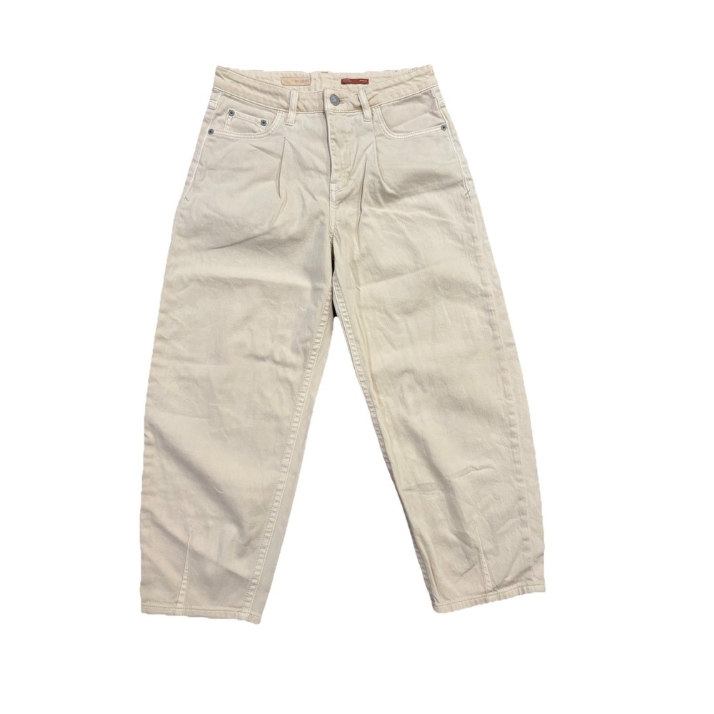 Anthropologie Pilcro The Breaker Jeans Cream Barrel Leg Relaxed Pants Size 26P